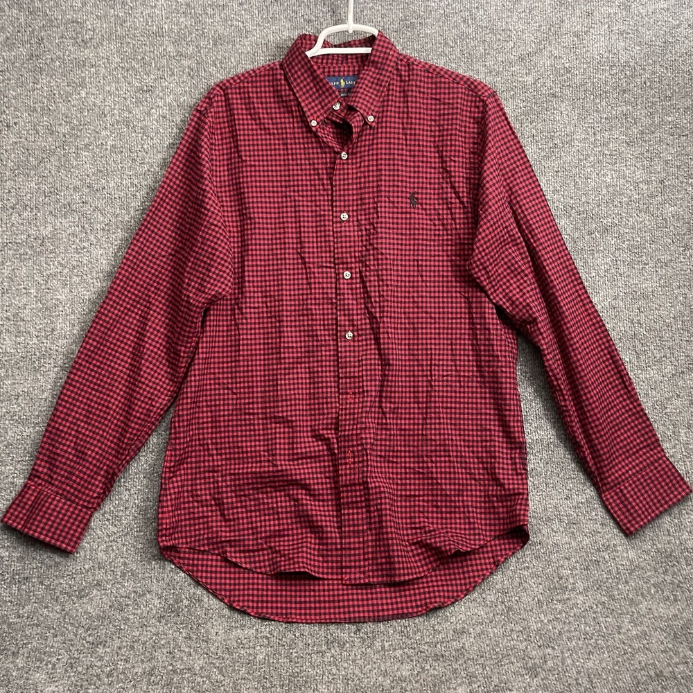 Polo Ralph Lauren Classic Fit Shirt Men's Sz M Red Plaid Long Sleeve Button